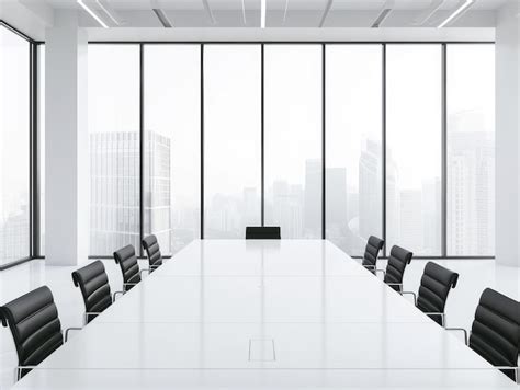 Premium Photo | Sleek Modern Conference Room with Cityscape Background