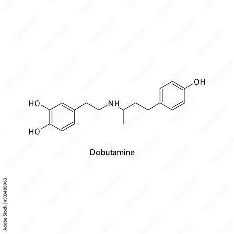 Dobutamine Molecule Flat Skeletal Structure Beta Agonist Used In