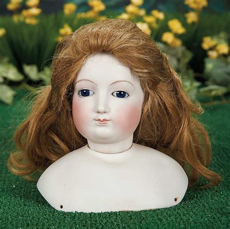 Early French Bisque Poupee Head With Cobalt Blue Eyes