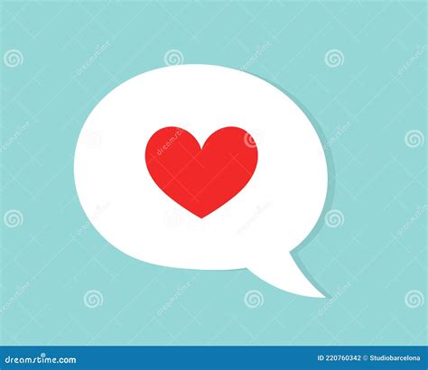 Red Heart In Speech Bubble Flat Design Love Concept Stock Vector