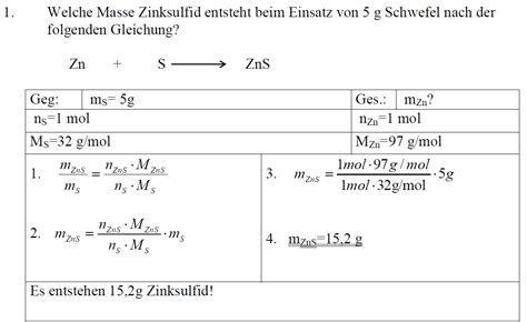 St Chiometrie Bungen M M Chemieseiten De