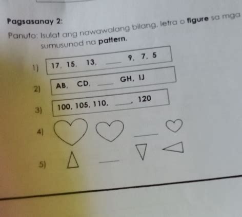 Solved Pagsasanay 2 Panuto Isulat Ang Nawawalang Bilang Letra O