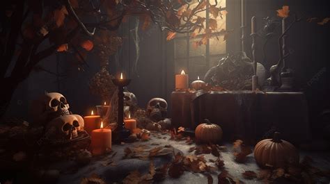 D Spooky Halloween Moody Lighting Wallpaper Background D Rendering