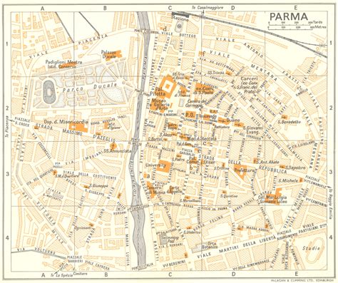 Parma Town City Plan Italy Old Vintage Map Chart