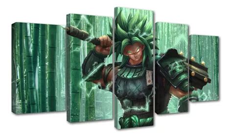 5 Cuadros Decorativos Dbz Broly Samurai Rayos 100x56cm Cuotas sin interés