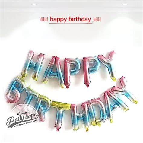 Jual Balon Foil Huruf Set Happy Birthday Pelangi Paket Huruf Hbd