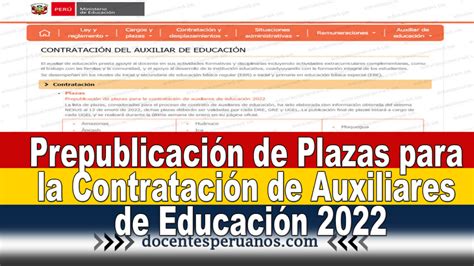 Prepublicación De Plazas Para La Contratación De Auxiliares De