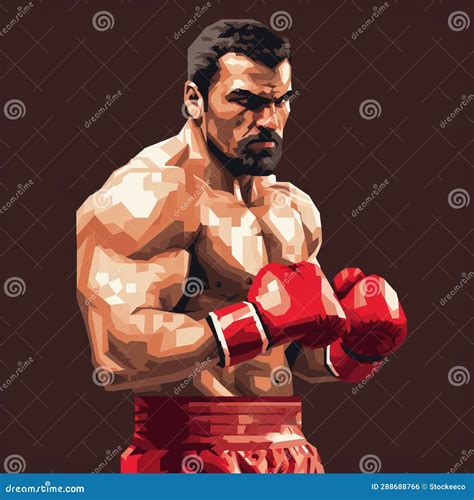 Pixel Art Boxing Illustration Hyperrealistic Bit Portrait Of A Boxer