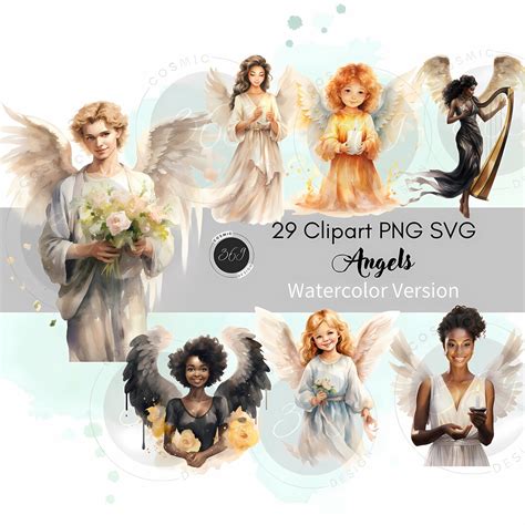 Watercolor Angel Clipart Bundle Png Svg For Personal Commercial