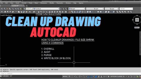 How To Cleanup Drawing File Size Shrink Using Autocad Commands