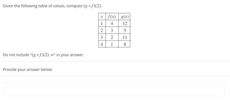 Solved Given The Following Table Of Values Compute Chegg