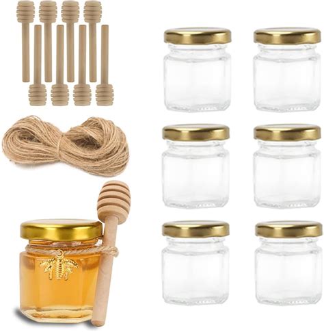 Amazon Rormket Pack Oz Glass Hexagon Honey Jars Golden Lids