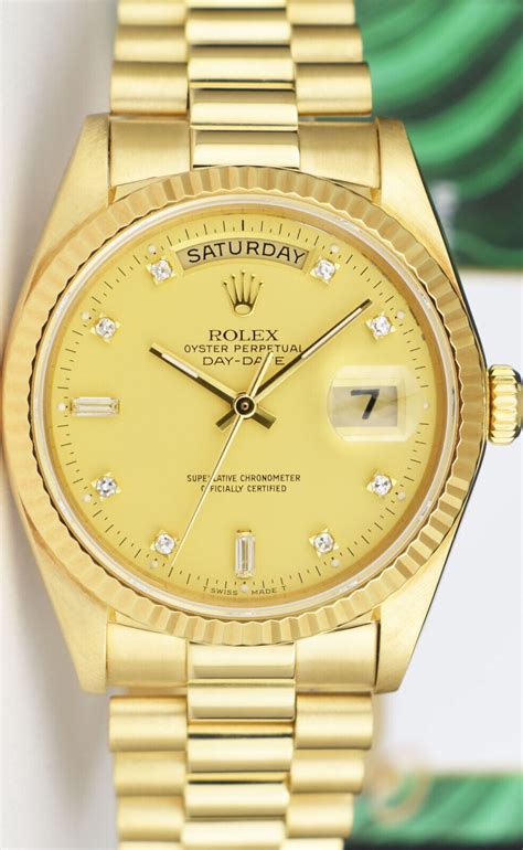 Rolex Mm Kt Gold Day Date President Champagne Diamond Dial