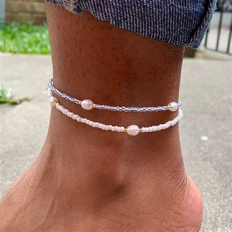 Bead Ankle Bracelet Etsy