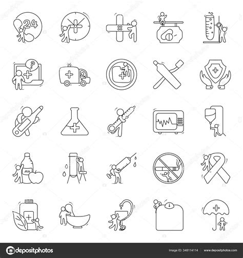 Paquete Iconos Doodle Servicios Médicos Vector De Stock Por