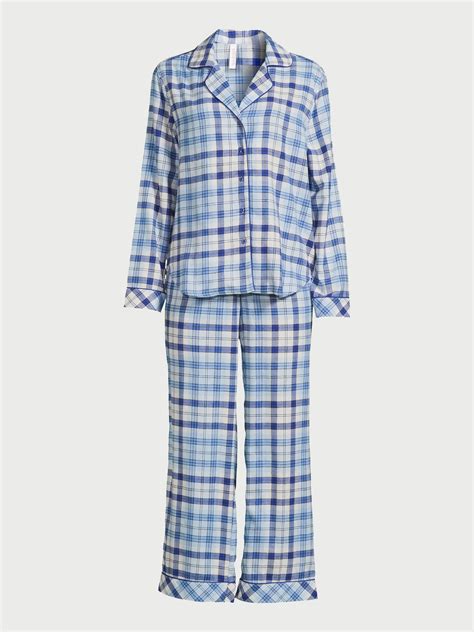 Joyspun Womens Long Sleeve Flannel Sleep Top And Pants Pajama Set 2