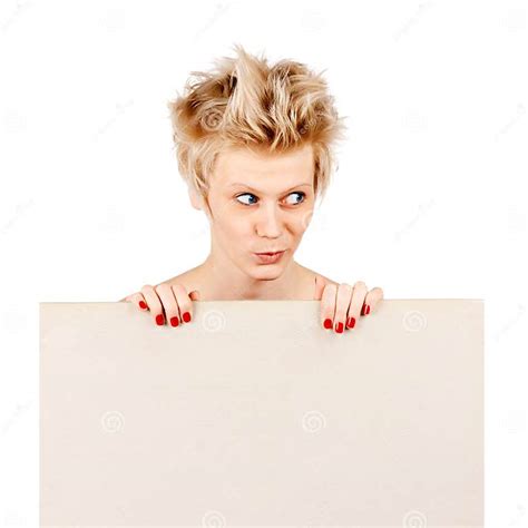 Beautiful Young Blond Girl Holding Blank Stock Photo Image Of Female