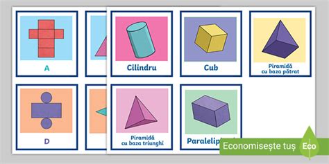 Corpuri Geometrice și Desfășurarea Lor Cartonașe Pereche