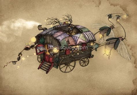 Gypsy Wagon Wall Mural | Wallsauce US