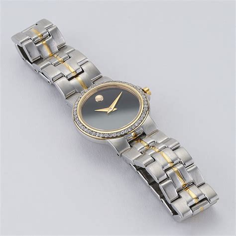 Movado Museum 24mm Diamond Bezel Two Tone Watch New York Jewelers Chicago