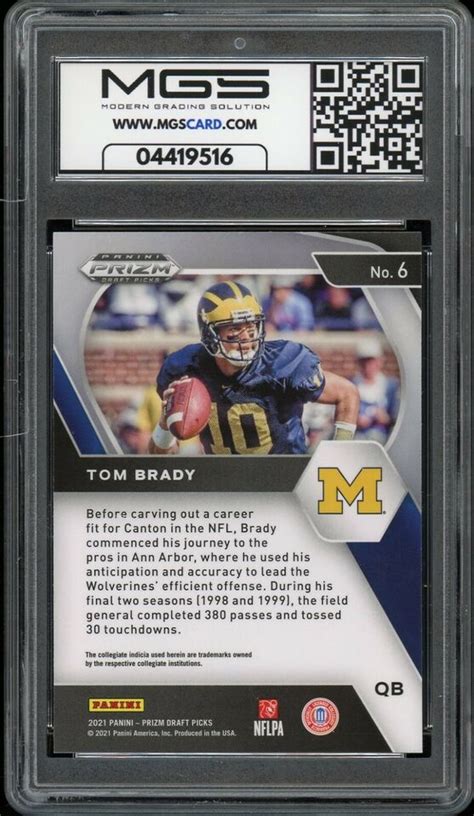 2021 Panini Prizm Draft Picks Tom Brady MGS Graded 10 Gem Mint PRIZM EBay