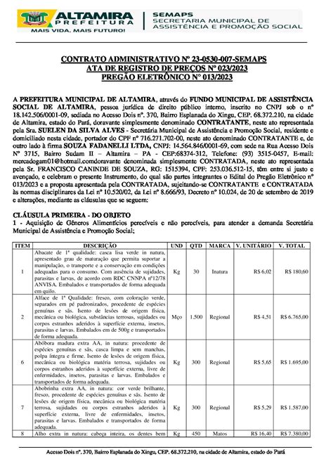 Contrato Administrativo N Semaps Prefeitura Municipal De