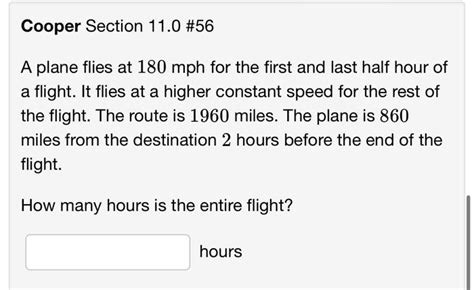 Solved Cooper Section A Plane Flies At Mph For Chegg