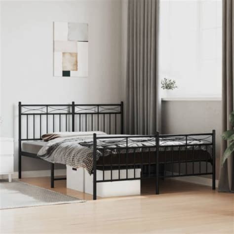 Vidaxl Metal Bed Frame With Headboard And Footboard Black X