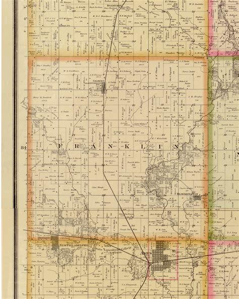 Franklin Iowa 1883 Old Town Map Custom Print Story Co Old Maps