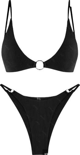 Zaful Ribbed O Ring String Bikini Swimsuit Black Price