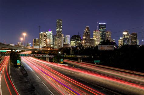 Download Houston Texas Skyline At Night Wallpaper | Wallpapers.com