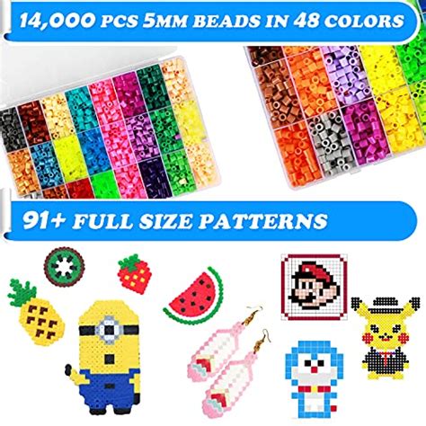 LEIOSAGN Perler Bead Kit Fuse Beads 5MM 14000pcs 48 Colors 100