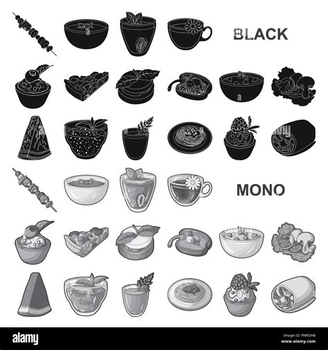 Vegetarian Dish Black Icons In Set Collection For Design Vegetable And