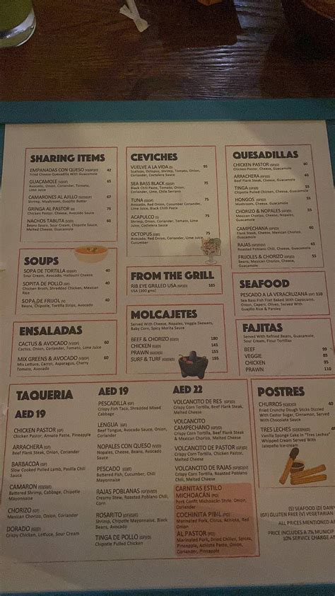 Carta Del Restaurante La Tablita Dubai Dubai