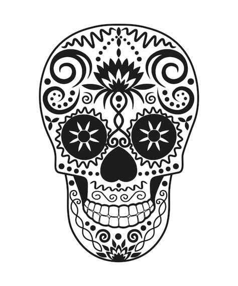 Premium Vector Black And White Mexican Skull