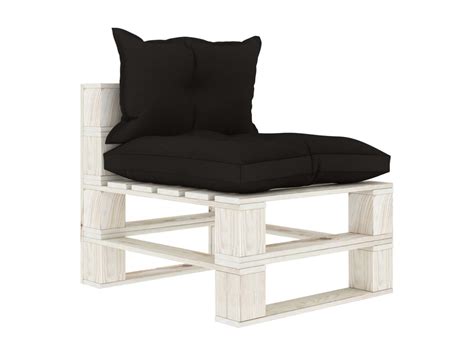 Canapé de milieu palette de jardin avec coussins noir Bois REO27323