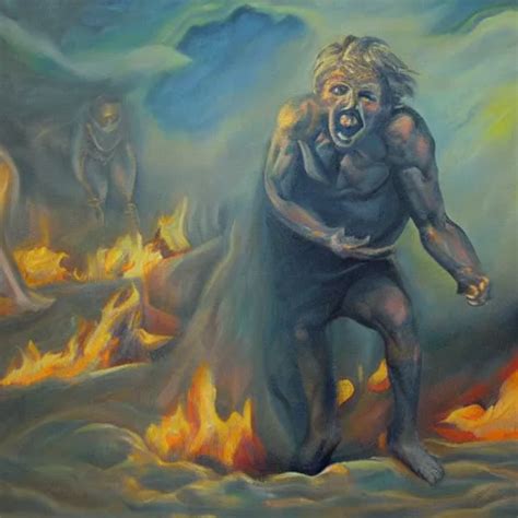 Man Arising From Hell Oil Painting Stable Diffusion OpenArt