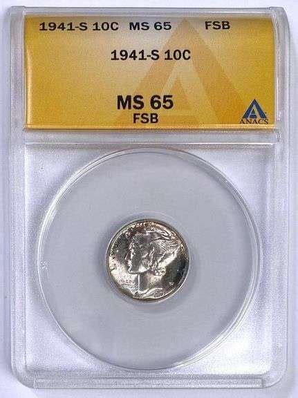 S Mercury Silver Dime Anacs Ms Fsb Matthew Bullock Auctioneers