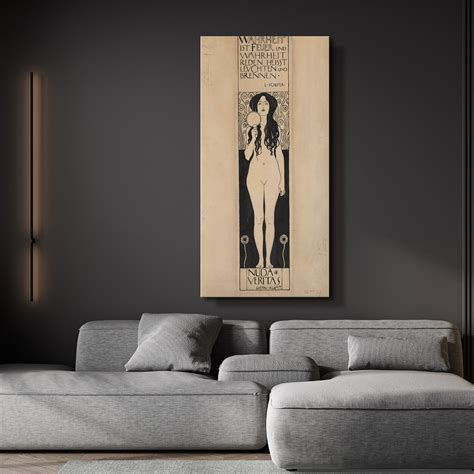 Nuda Veritas by Gustav Klimt (12"H x 24"W x 0.75"D) - Gustav Klimt