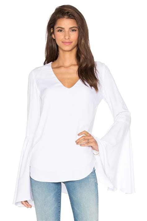 Wayf Bell Sleeve Blouse In White Revolve