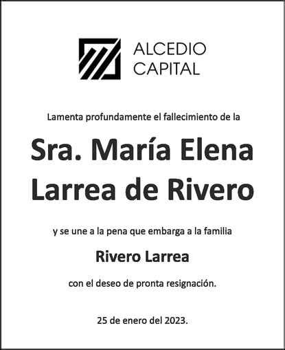 Sra Mar A Elena Larrea Viuda De Rivero Obituario Esquela