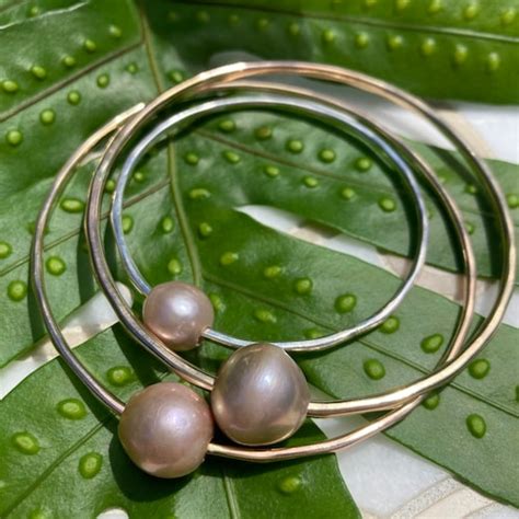 Custom Edison Pearl Bangle Pearl Bangle Bracelet Birthday Etsy