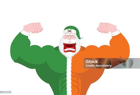 Strong Irish Santa Powerful Santa Claus Ir Stock Illustration