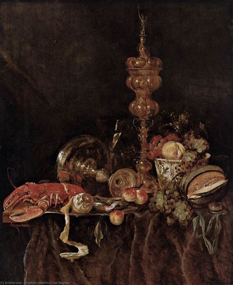 Artwork Replica Still Life With Lobster And Fruit By Abraham