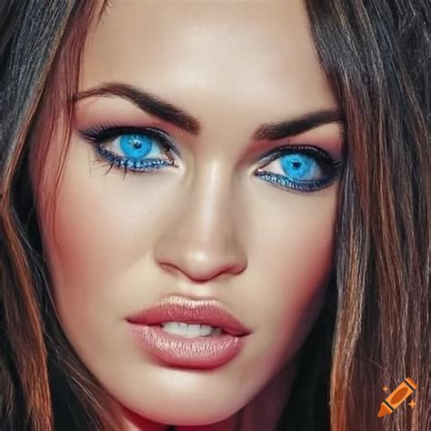 Portrait Of Megan Fox And Miley Cyrus With Blue Eyes On Craiyon