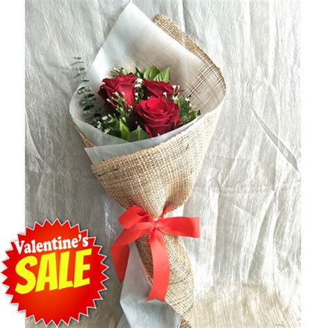 Send Bouquet Of 3 Stems Red Roses To Manila Philippines