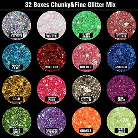 Teenitor Glitter Rave Festival Chunky And Fine Glitter Mix 32 Colors