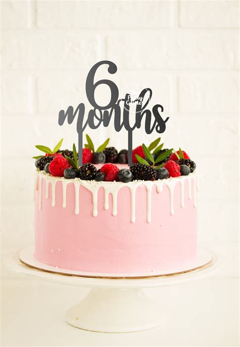 6 Months Birthday Cake Topper Half Birthday Six Months Birthday The