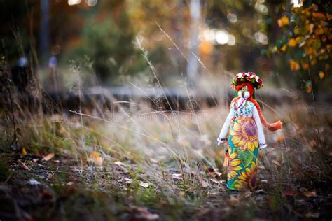 Rag Doll In Traditional Ukrainian Costume Against The Background Of An