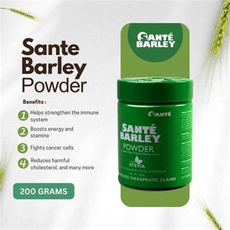 Sante Barley Canister Certified Pure Organic Barley Grass With Stevia